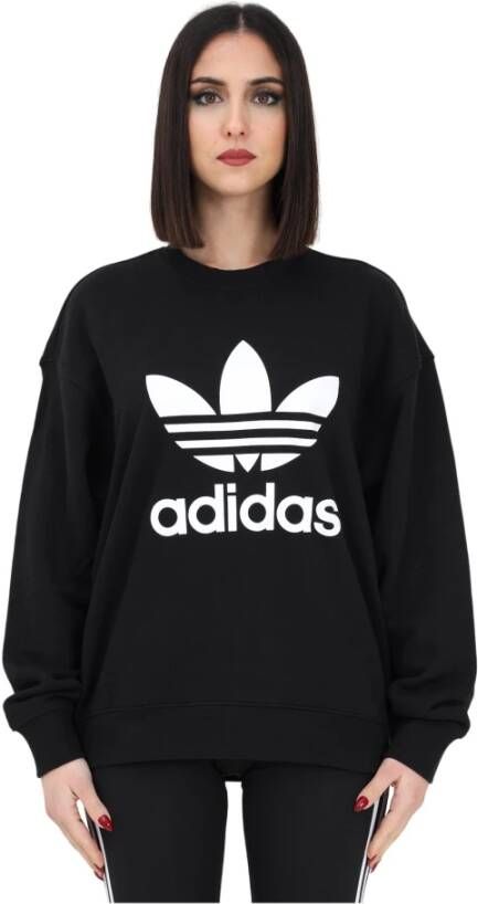 Adidas Iconische Trefoil Crew Sweatshirt Vrouwen Black Dames