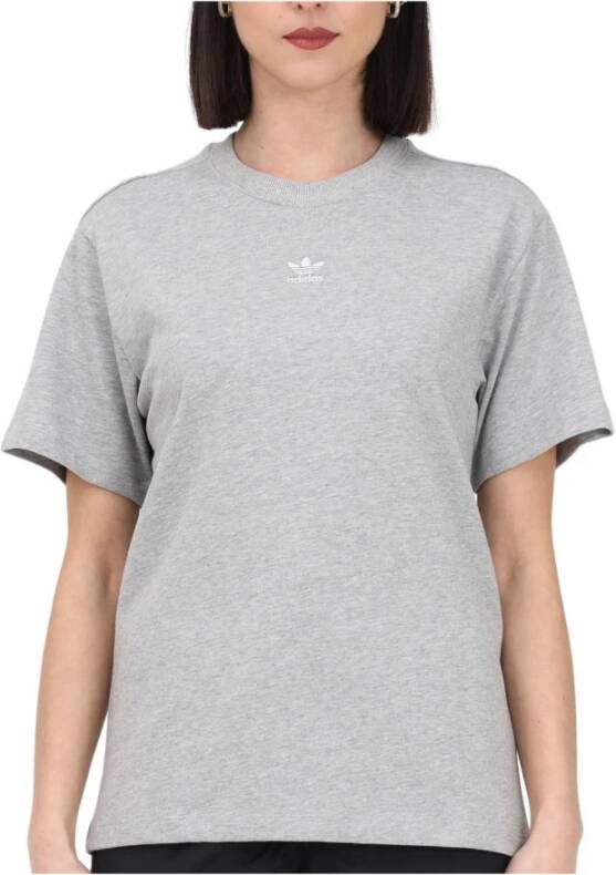 Adidas Originals Sportieve Grijze T-shirt met Logo Borduursel Gray Dames