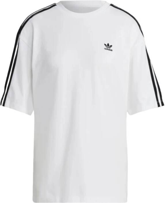 Adidas Originals Witte Sport T-shirt met Logo Borduursel en Strepen White Dames