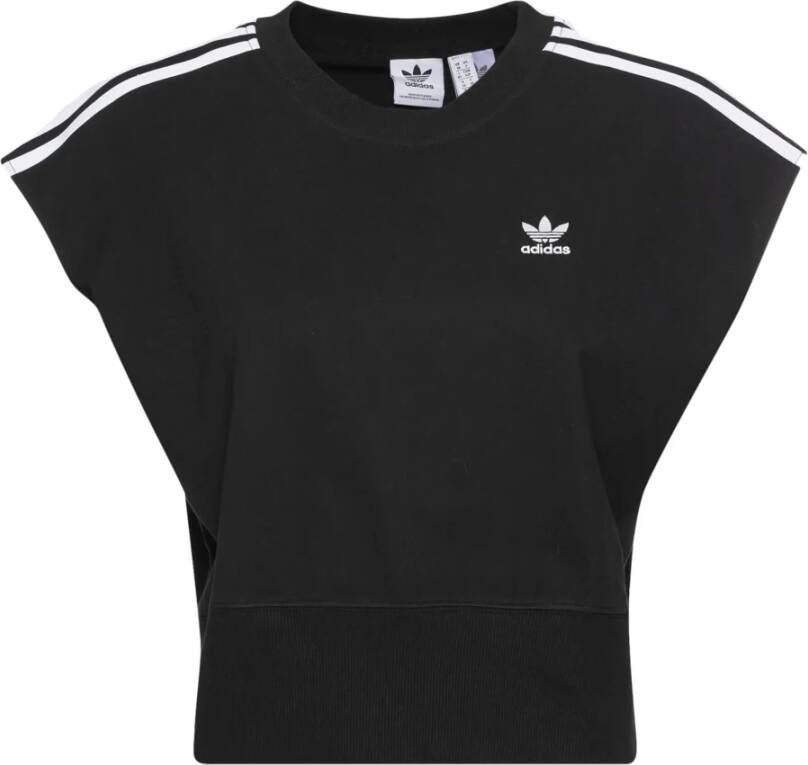 Adidas Originals Stijlvolle T-shirt met tailleband Black Dames