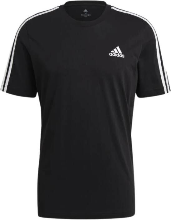 Adidas Performance sport T-shirt zwart wit Jongens Katoen Ronde hals Logo 140