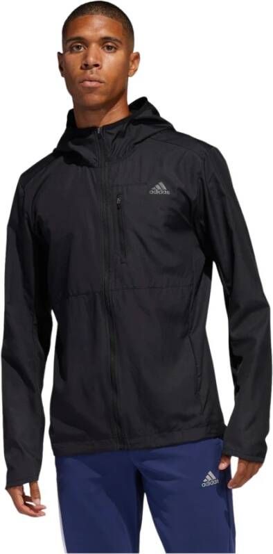 Adidas own the run hooded wind hardloopjas zwart heren