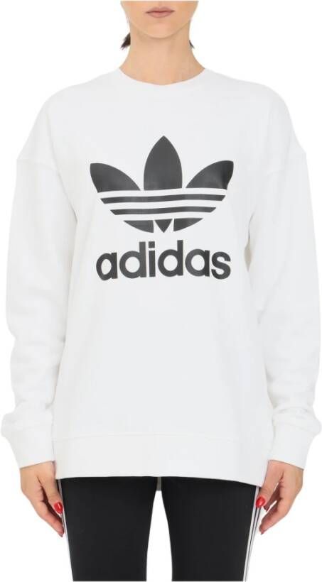 Adidas Originals Witte Crewneck Sweatshirt met Logo Print White