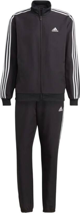 Adidas Zwarte 3-Stripes Geweven Sportpak Zwart Heren