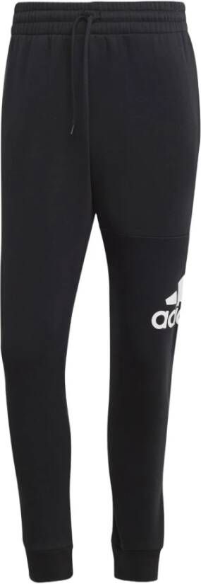 Adidas Zwarte Essentials Fleece Tapered Cuff Big Logo Sweatpants Zwart Heren