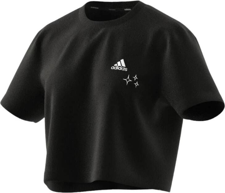 Adidas Zwarte T-shirts en Polos met Scribble Borduurwerk Crop voor Dames Zwart Dames