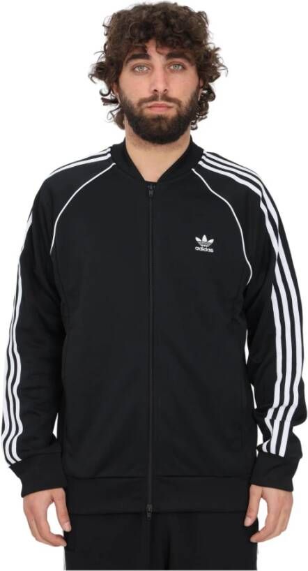 Adidas Zwarte Zip Sweater Stijlvol en Comfortabel Zwart Heren