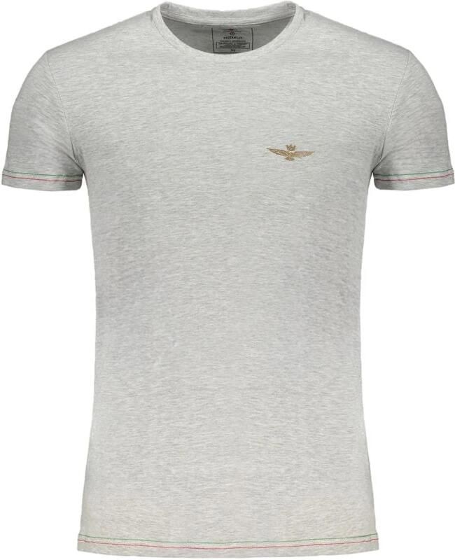 Aeronautica militare Grijze T-shirt met korte mouwen en contrastdetails voor heren Gray Heren