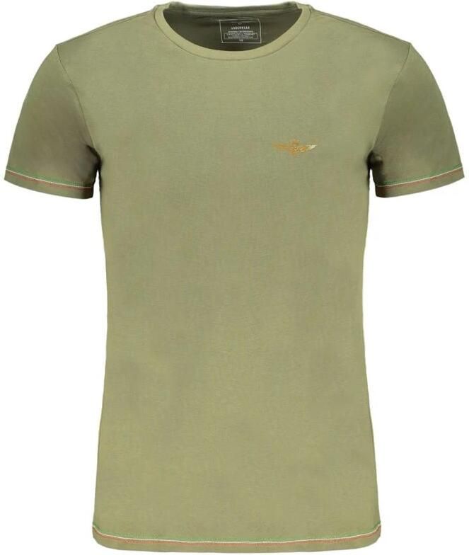 Aeronautica militare Militaire Luchtvaart T-shirt Korte Mouwen Ronde Hals Green Heren