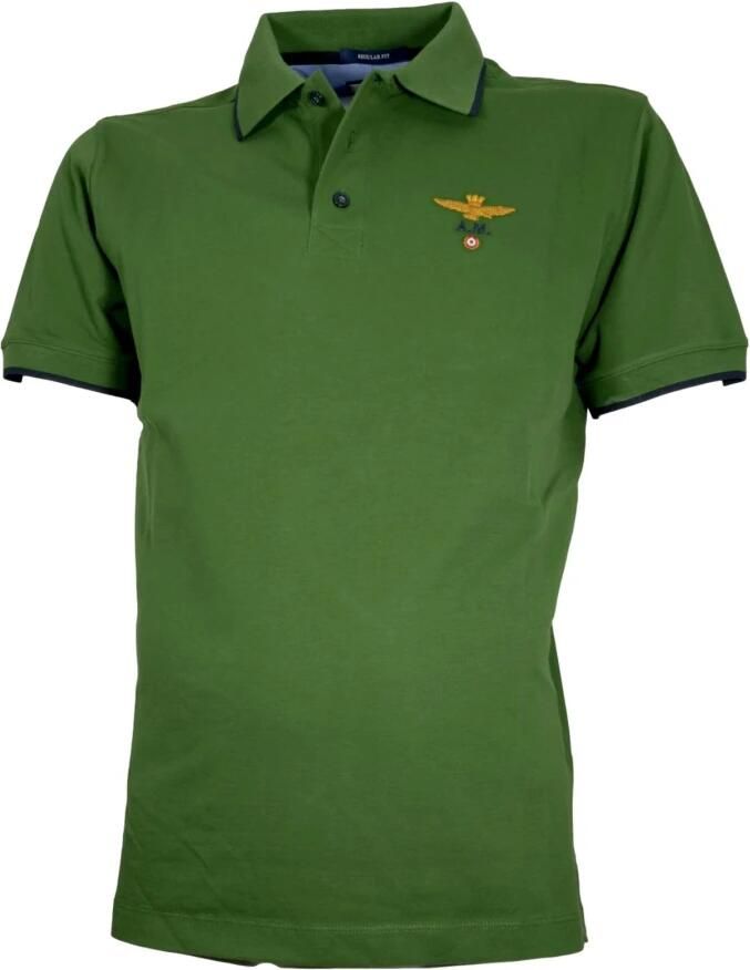 Aeronautica militare Korte Mouw Katoenen Polo Groen Green Heren