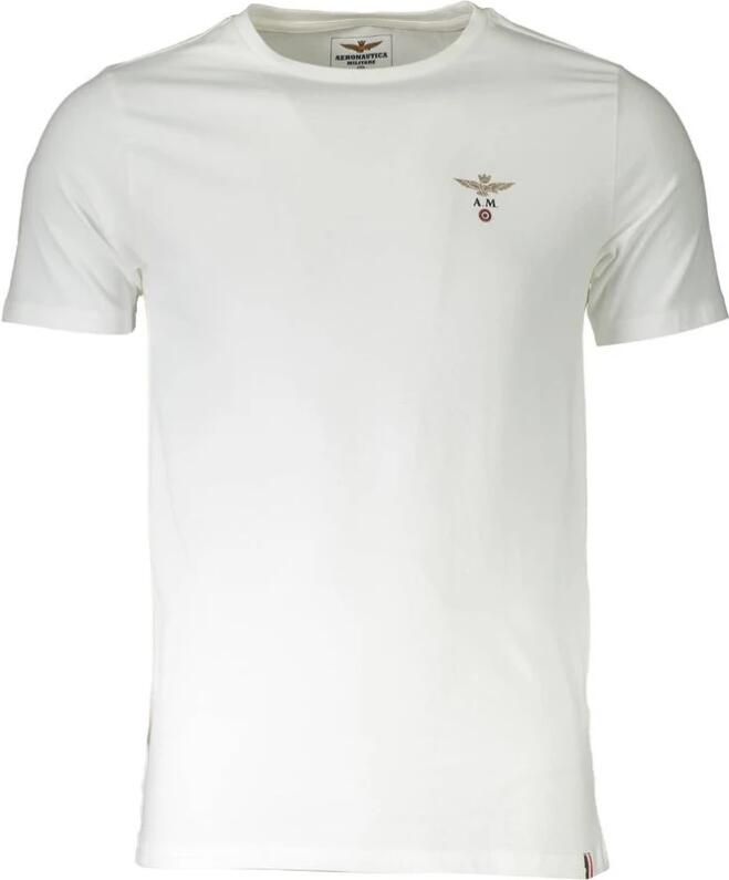 Aeronautica militare Logo Ronde Hals T-Shirt Korte Mouw White Heren