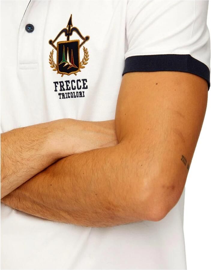 Aeronautica militare Geborduurd Poloshirt voor Mannen White Heren