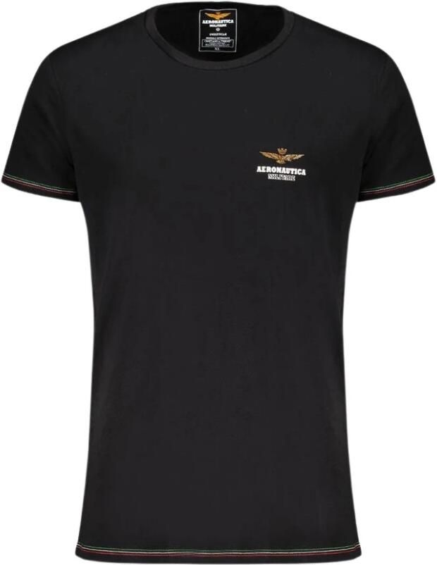 Aeronautica militare Zwarte Katoenen Buiten T-Shirt met Print Black Heren