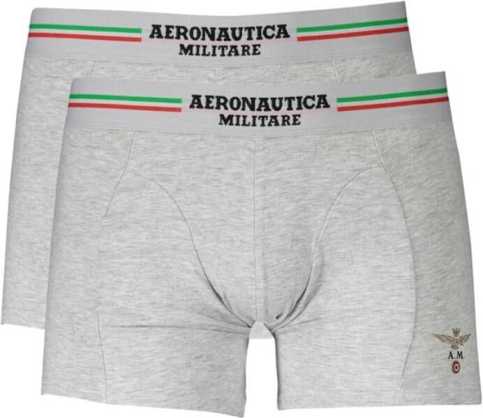 Aeronautica militare Grijze Katoenen Boxershorts Bi-Pack Gray Heren
