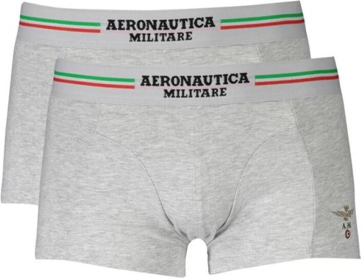 Aeronautica militare Grijze Katoenen Boxershorts Bi-Pack Gray Heren