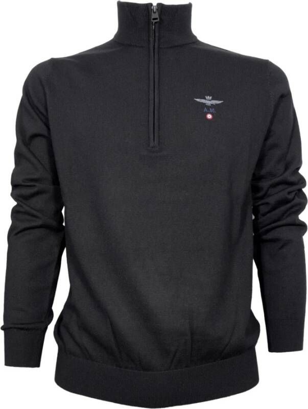 Aeronautica militare Half Zip Sweater Black Heren