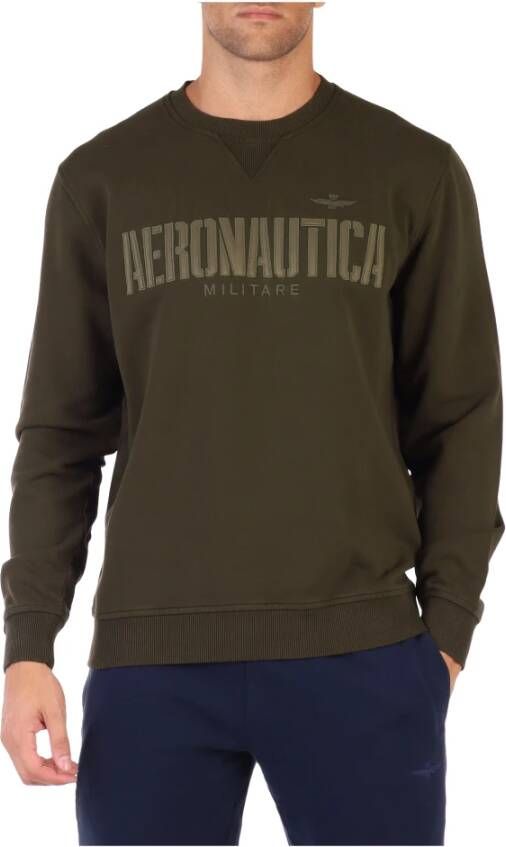 Aeronautica militare Geborduurde Logo Sweater Green Heren