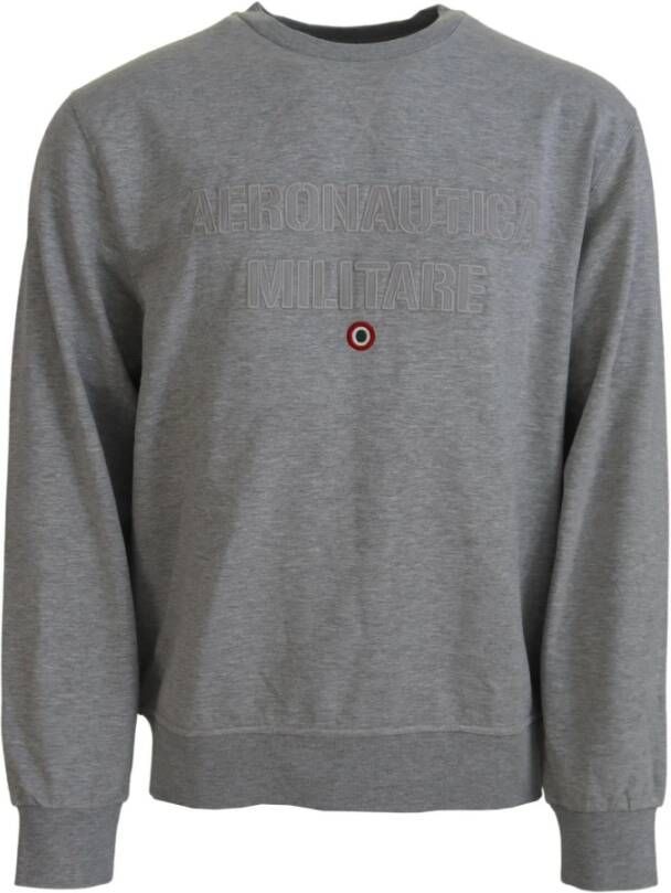 Aeronautica militare Grijze Pullover Sweater Logo Details Gemaakt in Italië Gray Heren