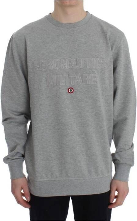 Aeronautica militare Grijze Pullover Sweater Logo Details Gemaakt in Italië Gray Heren