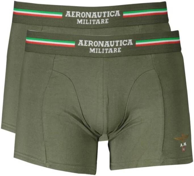 Aeronautica militare Groene Katoenen Boxershorts met Logo Green Heren