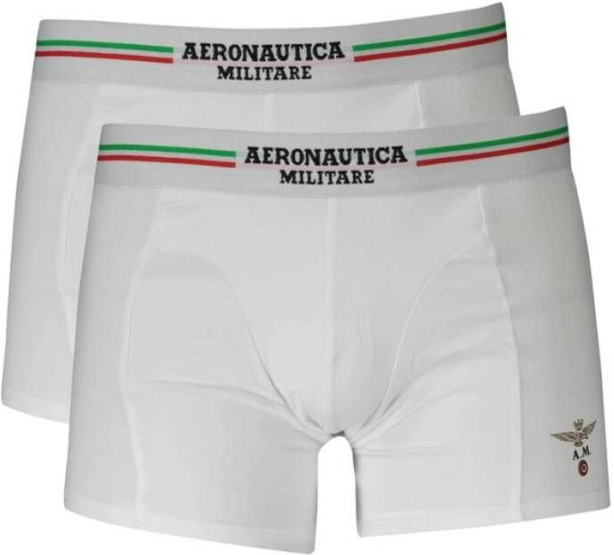 Aeronautica militare Katoenen Boxershorts Bi-Pack Elastisch Logo White Heren