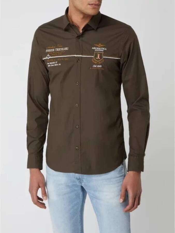 Aeronautica militare Normaal Overhemd Groen Heren