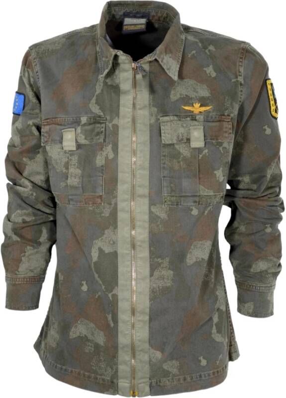 Aeronautica militare Normaal shirt Groen Heren