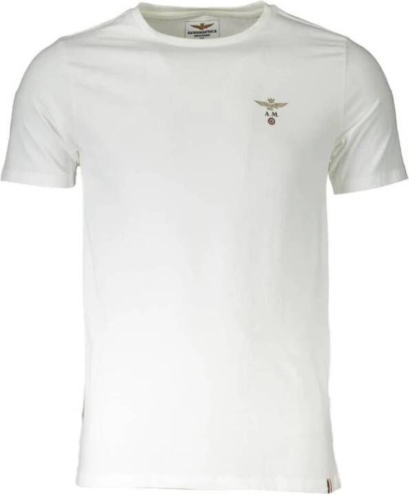 Aeronautica militare Logo Ronde Hals T-Shirt Korte Mouw White Heren