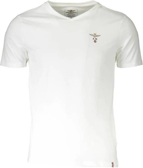 Aeronautica militare Katoenen T-shirt met logo korte mouwen White Heren