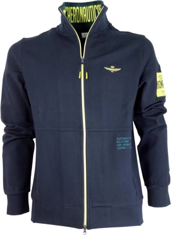 Aeronautica militare Zip door hoodie Blauw Heren