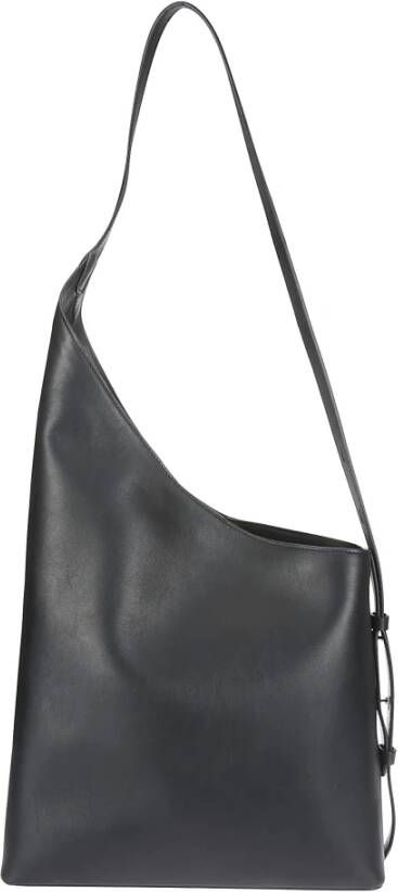 Aesther Ekme Leren schoudertas met asymmetrisch design Black Dames