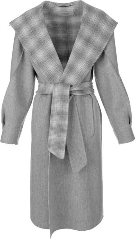 Agnona Luxe Kasjmier Geruite Jas Gray Dames