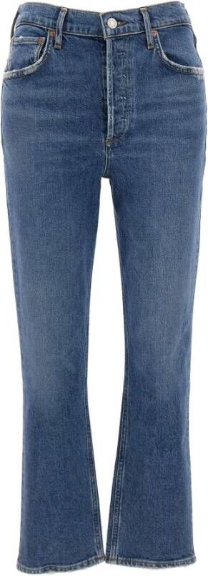 Agolde Riley Crop High Jeans Blauw Dames