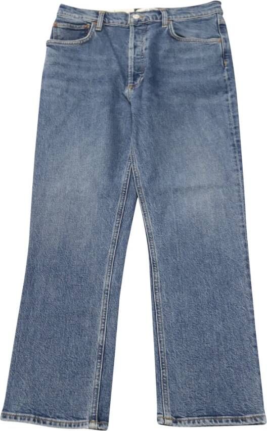 Agolde Riley High Rise Straight Crop Jeans In Cotton Blauw Dames