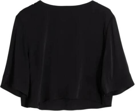 NEO NOIR "Zijden Crop Top met Afwerking" Zwart Dames