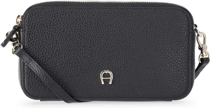Aigner Compacte leren schoudertas met kaartsleuven Black Dames - Foto 3