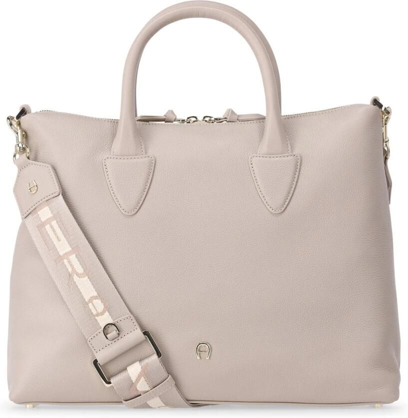 Aigner Elegante leren handtas met gouden details Beige Dames