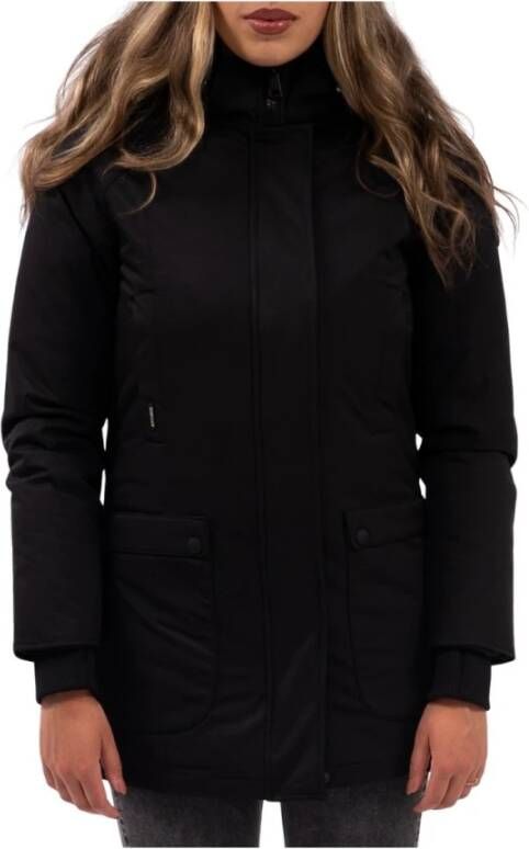 Airforce Herringband Slimfit Parka Zwart Dames