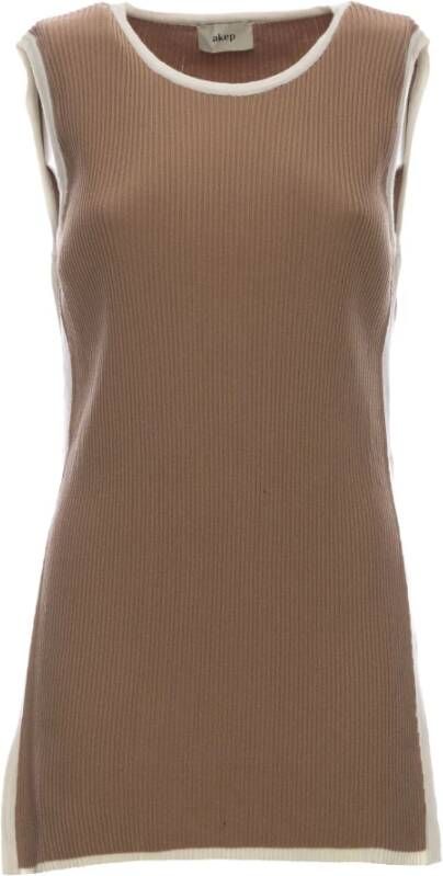 Akep Sleeveless Tops Beige Dames