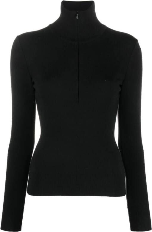 Alaïa Zwarte Half-Zip Hoge Kraag Coltrui Black Dames