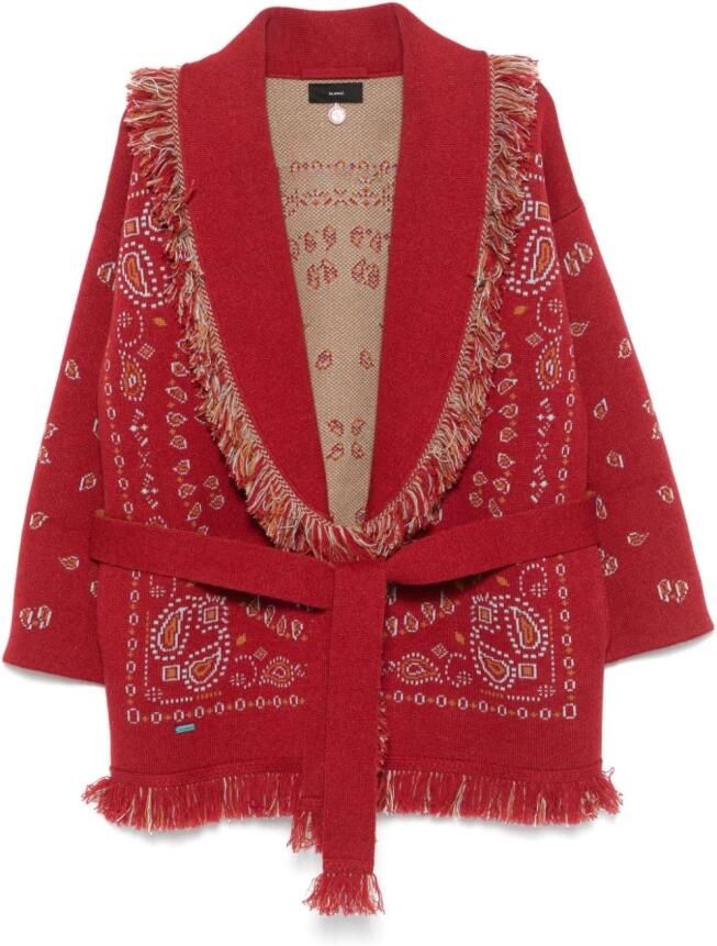 Alanui Robijnrode Fringed Sweater met Riem Red Dames