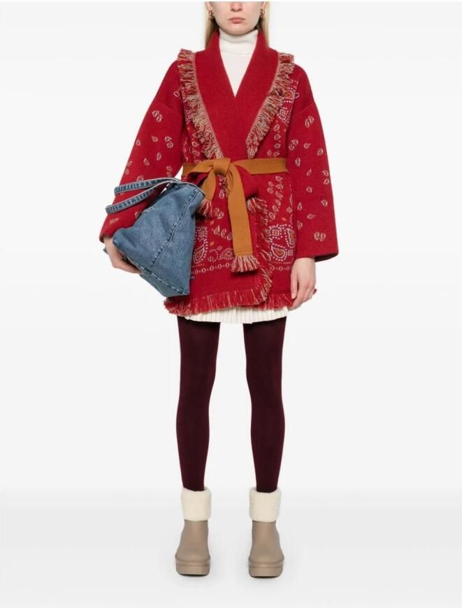 Alanui Robijnrode Fringed Sweater met Riem Red Dames - Foto 5