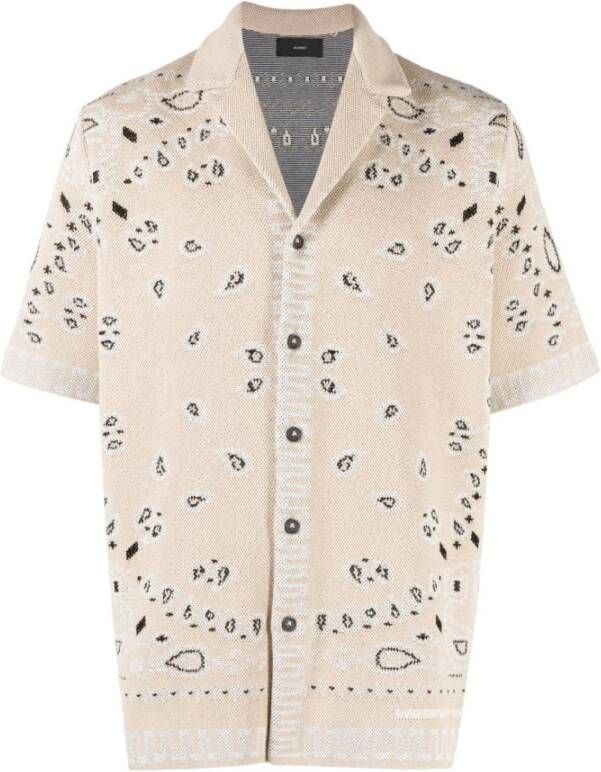 Alanui `Bandana` Piquet Short Sleeve Shirt Beige Heren