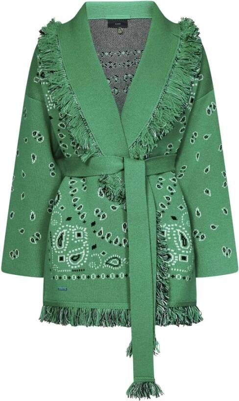 Alanui Bandana Jacquard Cardigan Sweaters Green Dames - Foto 7