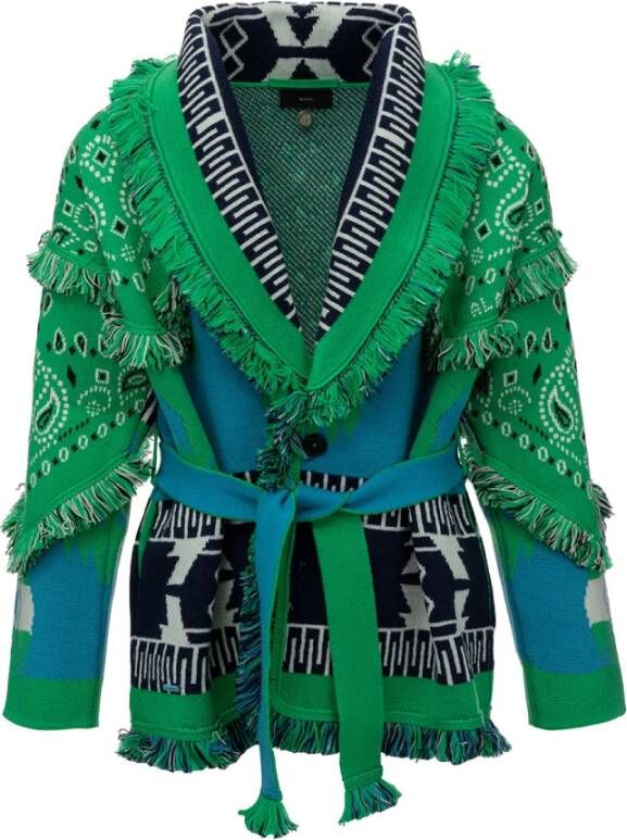 Alanui Hybride Patch Icon Cardigan Green Heren