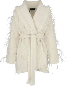 Alanui Embroidered Feather Cardigan Wit Dames