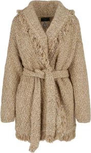 Alanui Fringed Embroidered Parrot Cardigan Beige Dames