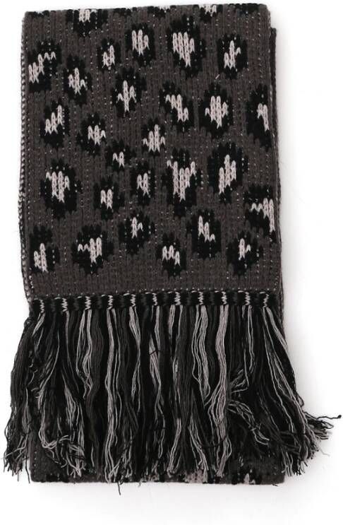Alanui Leopard intarsia sjaal Zwart Dames