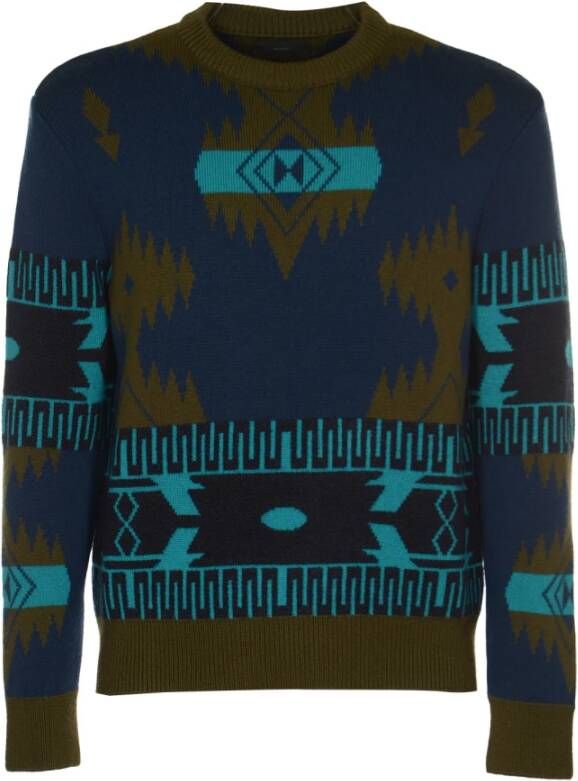 Alanui Luxe Wol Ronde Hals Pullover Blue Heren