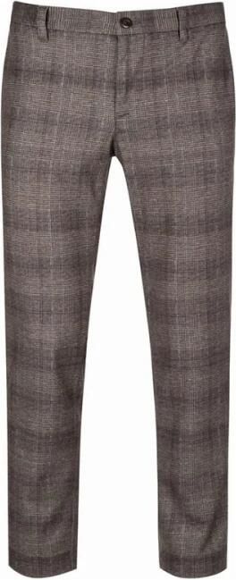Alberto Slim-Fit Geruite Jersey Broek met Riemlussen Brown Heren - Foto 2